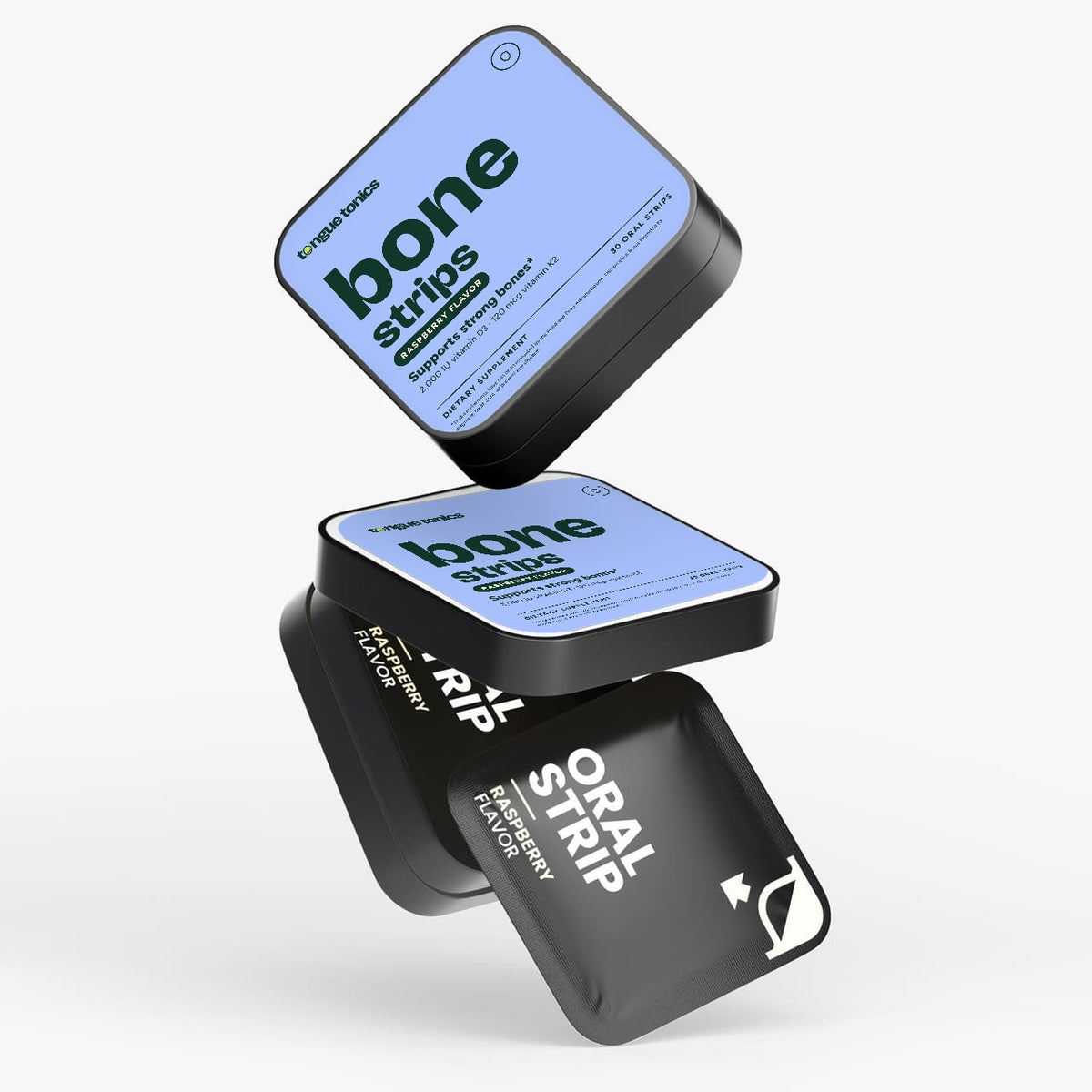 Bone Support Strips tin floating open with packets