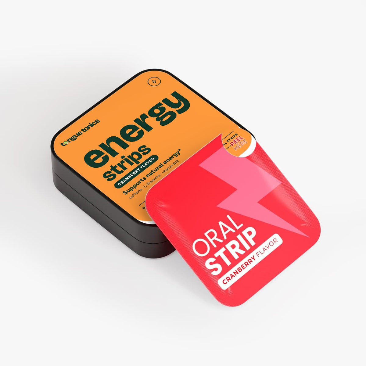 Energy Strips tin with a strip packet
