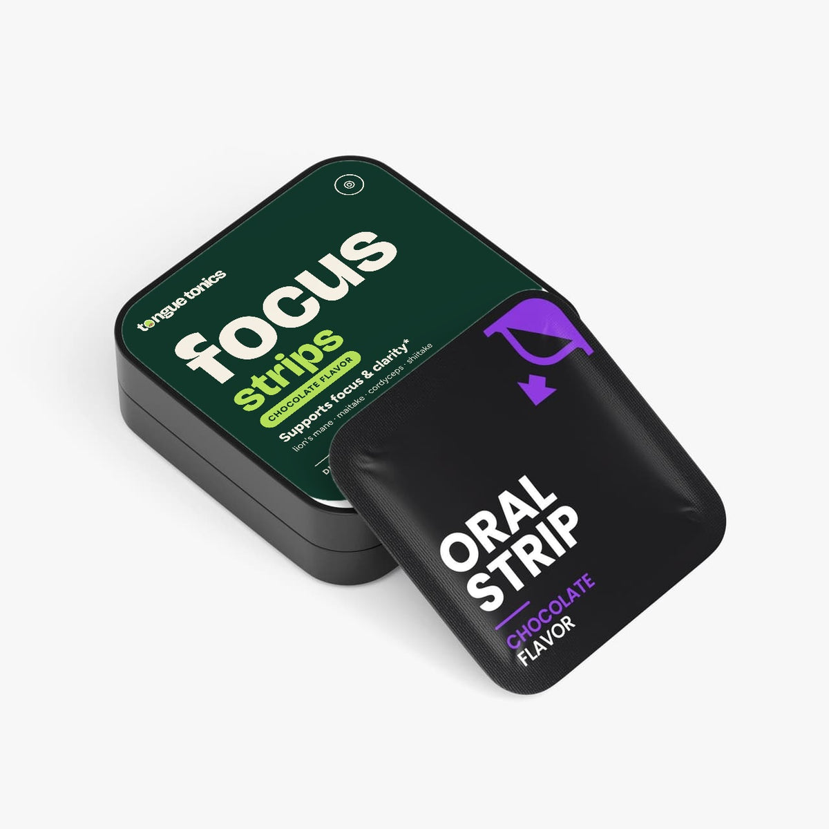 Mushroom Focus Strips tin with a strip packet