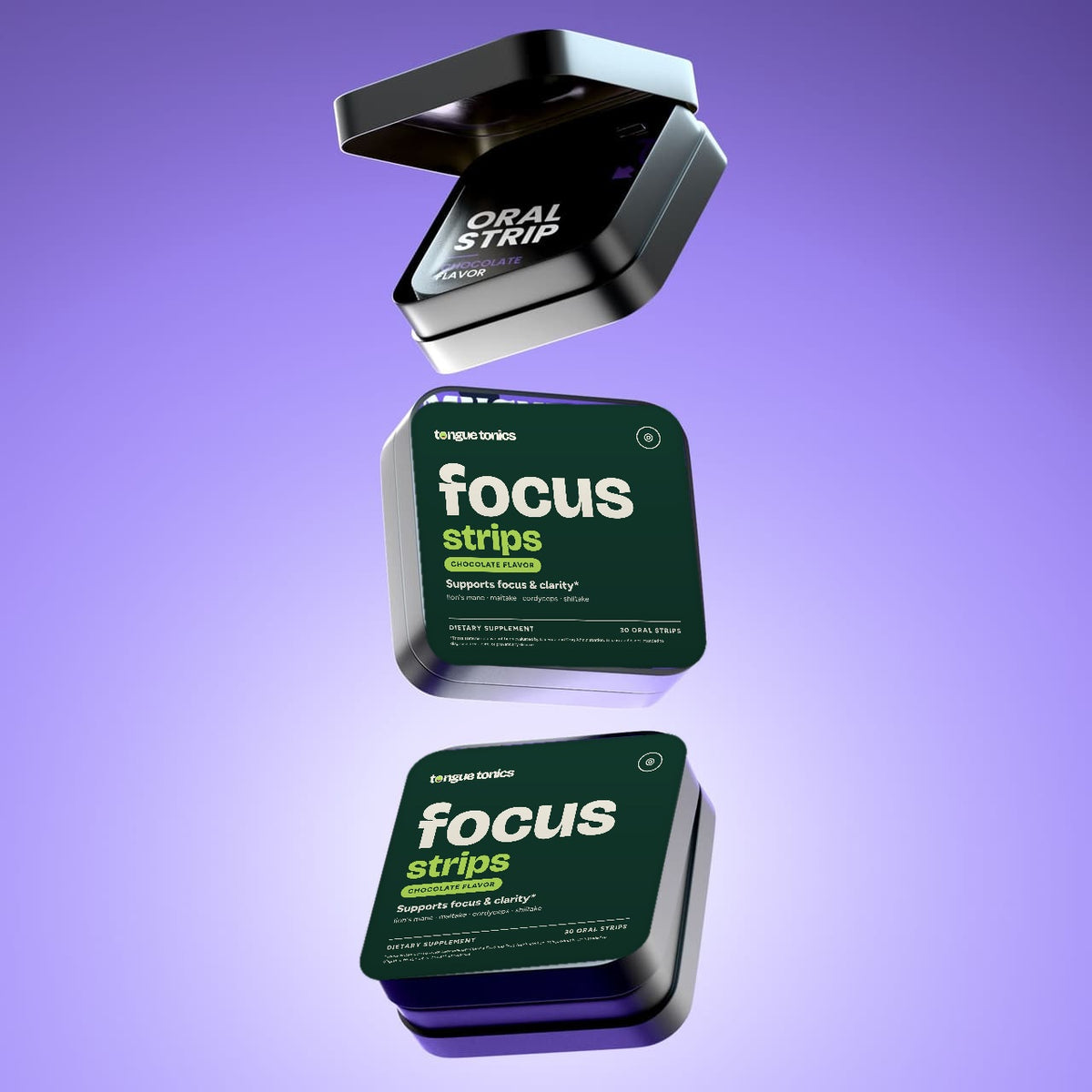Stack of Mushroom Focus Strips tins