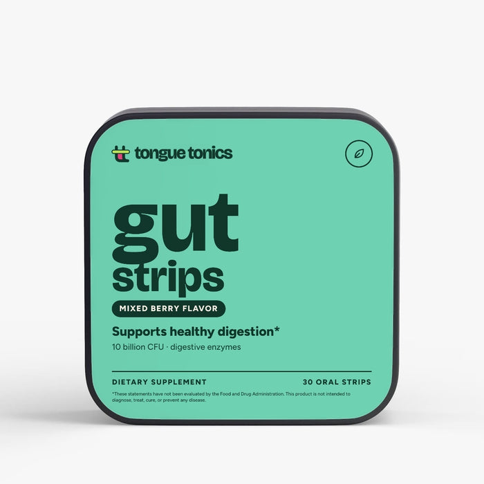 Digestive + Gut Health Strips tin, front
