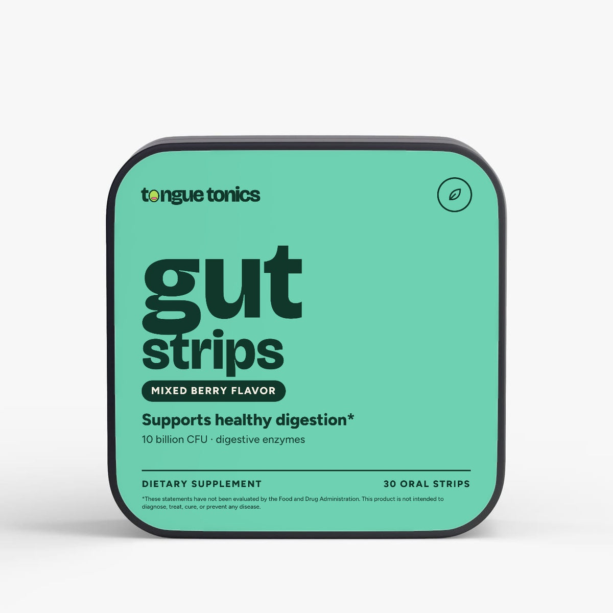 Digestive + Gut Health Strips tin, front