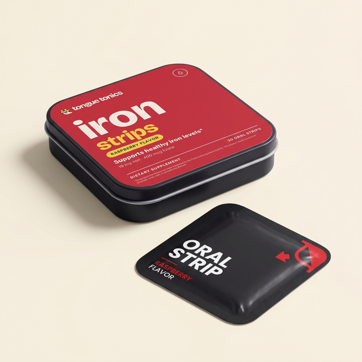 Iron Strips tin with a strip packet
