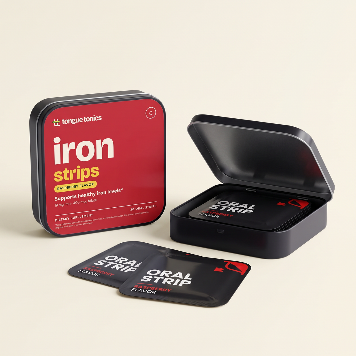Iron Strips open tin with strip packets