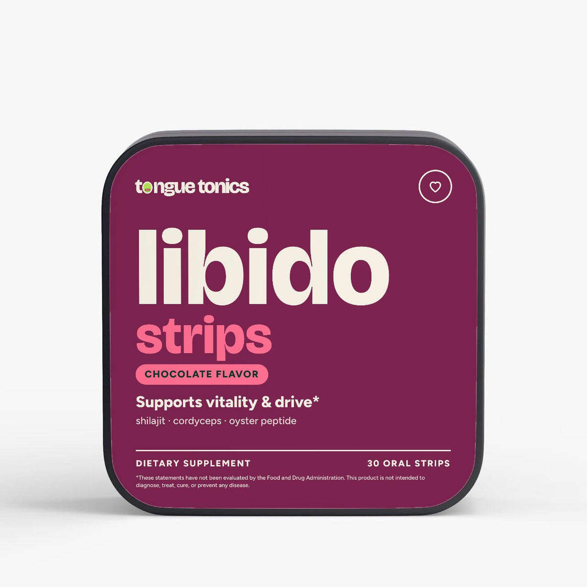 Libido Support Strips tin, front