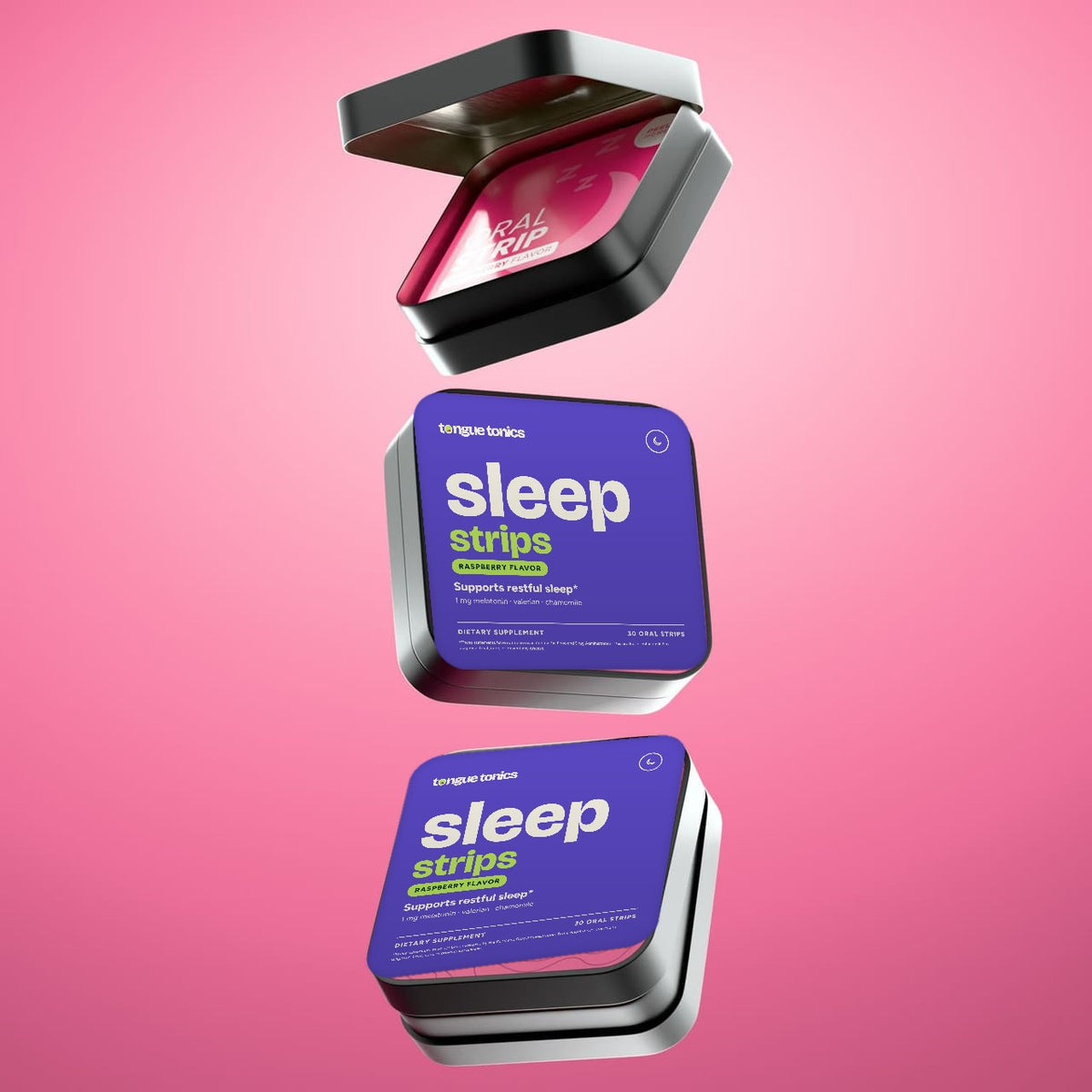Stack of Sleep Strips tins